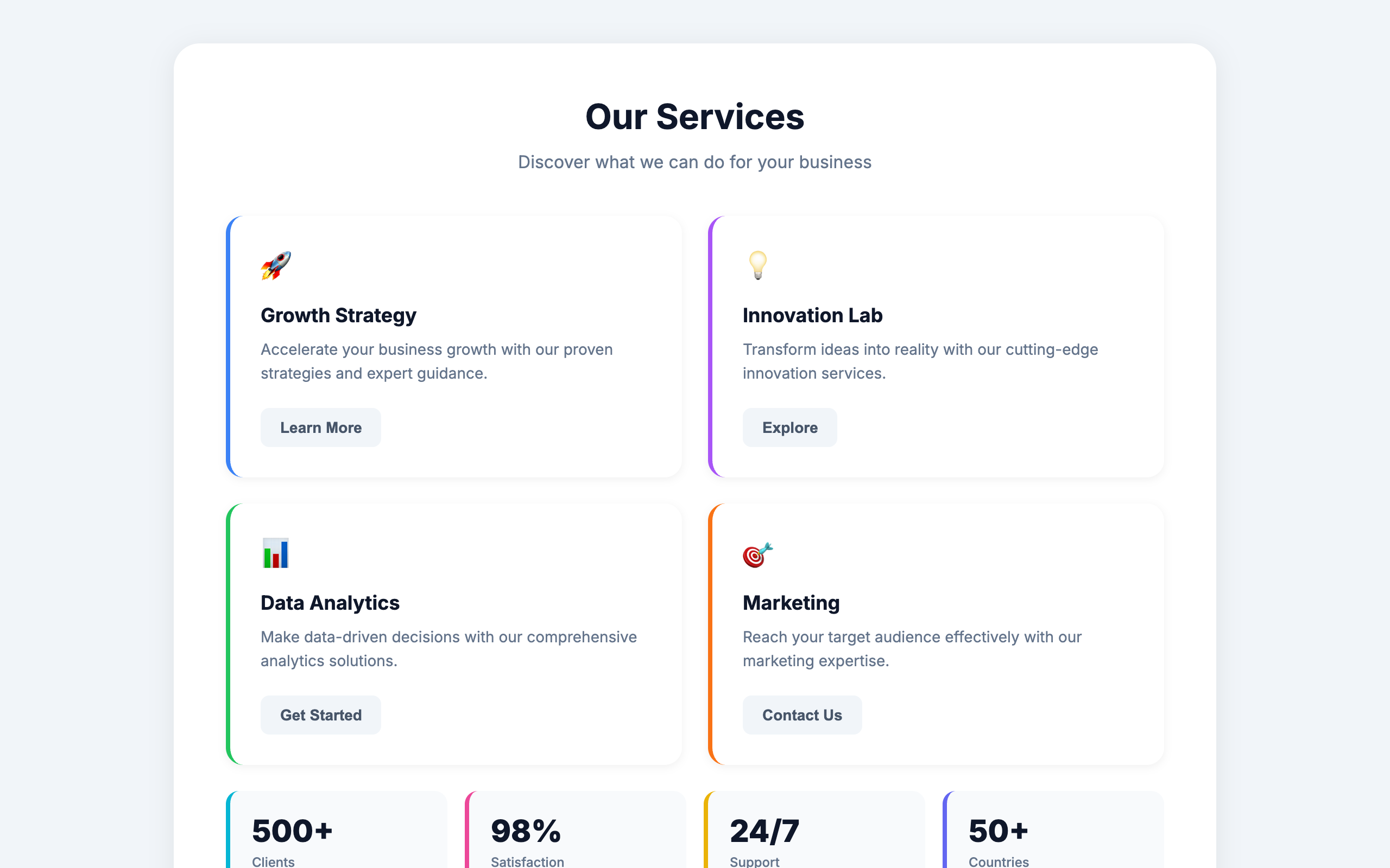 Thick border accent cards